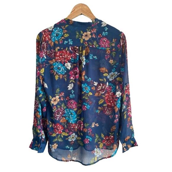 Kut From The Kloth Sinclaire Floral Blouse Semi Sheer Top Button‎ Small Colorful - Picture 2 of 9